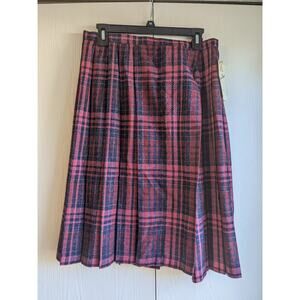 Present Tense Women's Pink Black Plaid Blended Fiber Knee Length Skirt Size 15